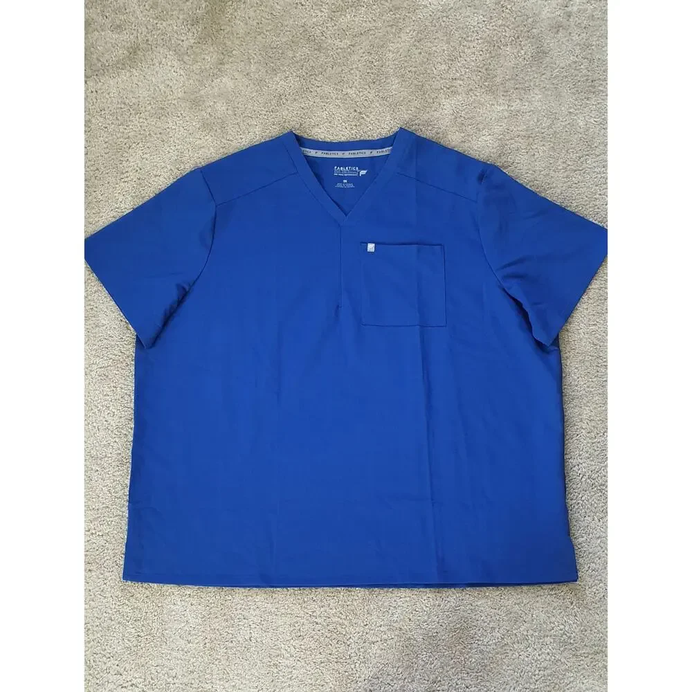 Fabletics NWOT Helix Scrub Top V-neck Mens 3X Royal Blue Lightweight READ